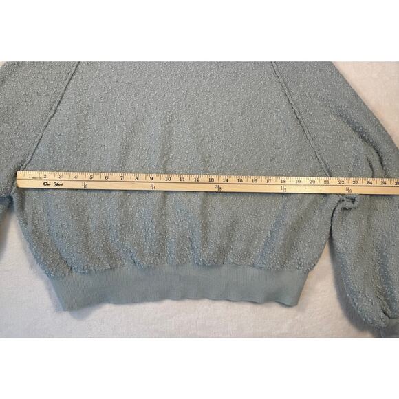Free People Sage Green Gray Blue Pullover Top Boucle Sweatshirt Oversized XS M - Picture 10 of 11
